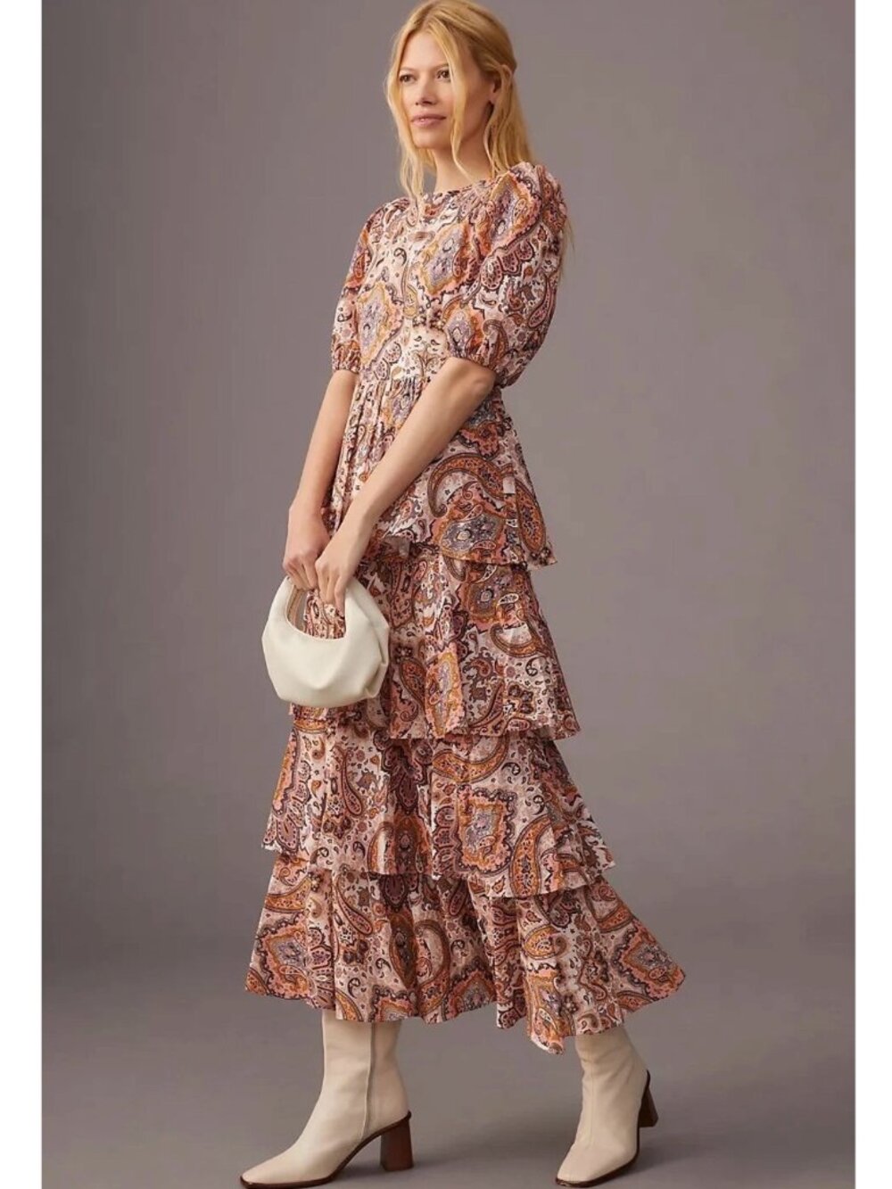 Anthropologie Kachel Tiered Maxi Dress Desert Paisley Size XS